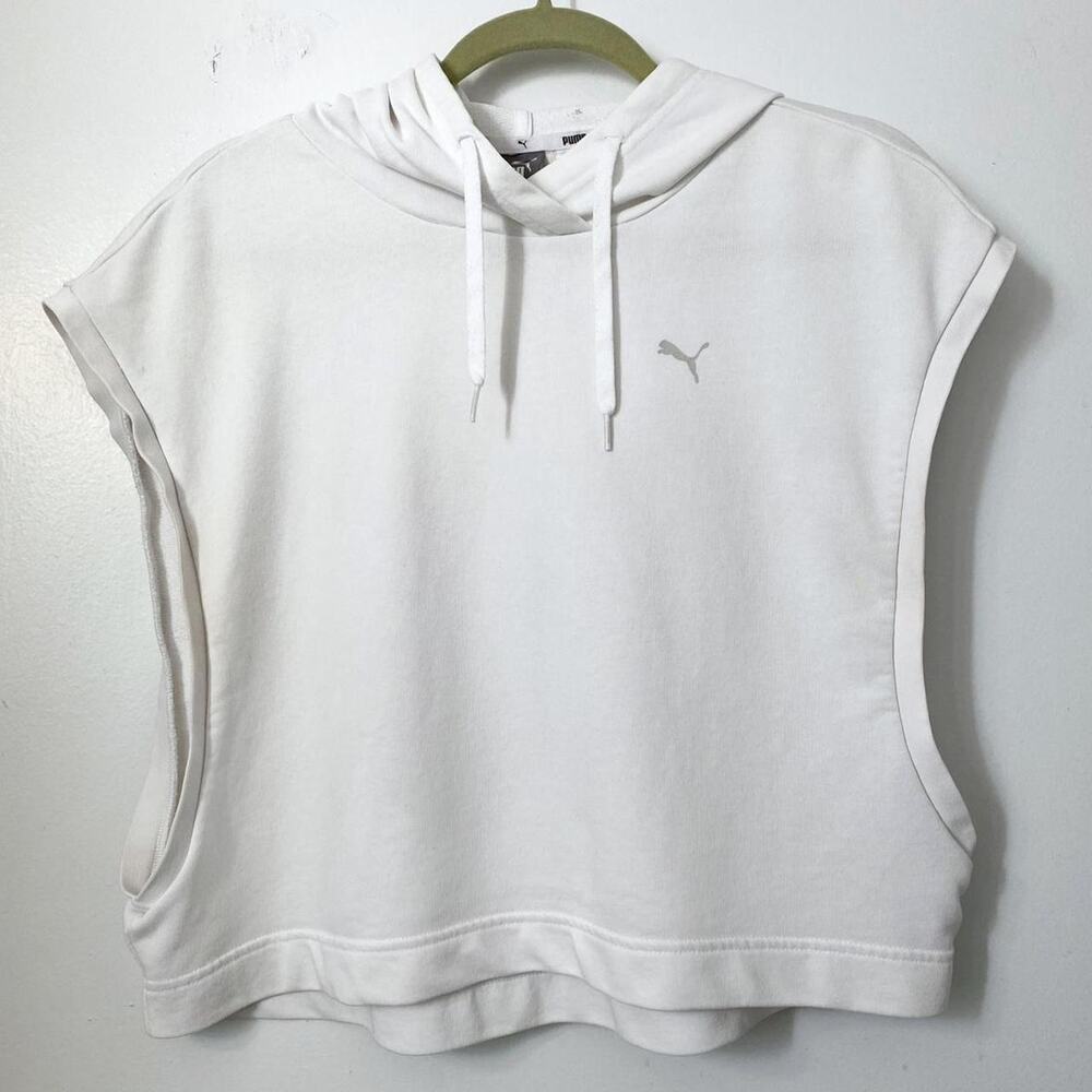 Puma white crop sleeveless hoodie